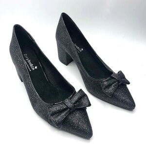 Farylrobin for Anthropologie Women Flora Glitter leather bow pumps